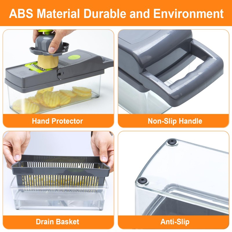 Multifunction Vegetable Chopper, 8 Blades Dicer Vegetable Cutter, Onion Cutter