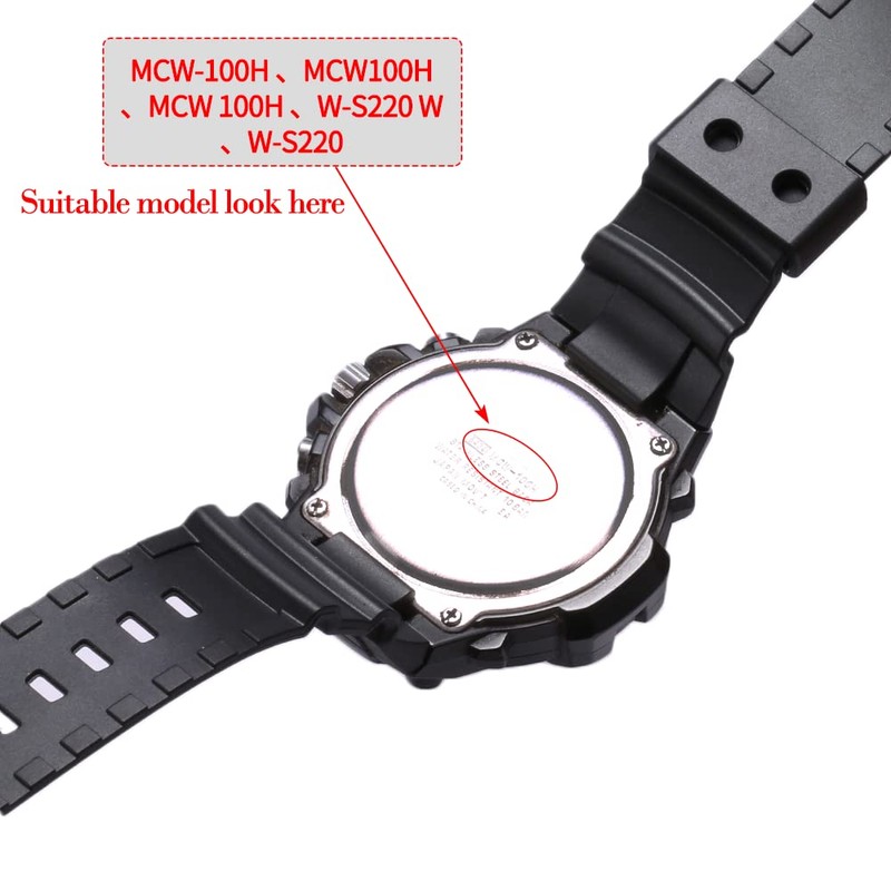 WRISTARMOR Resin Band Replacement for Caiso MCW-100H/WS-220/HDD-S100 Watch Strap