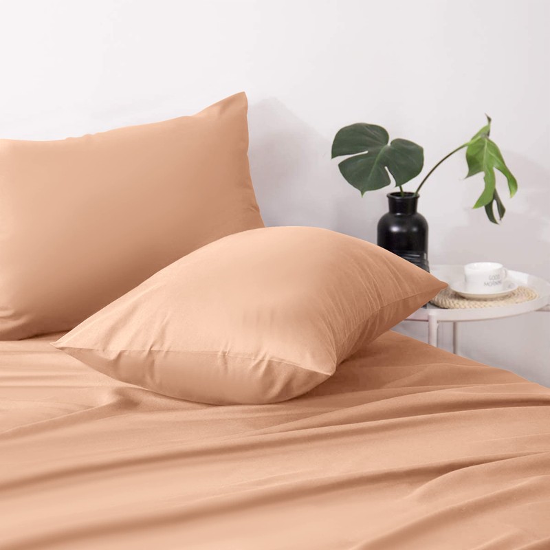 Hafaa Pillowcases 2 Pack Brushed Microfiber Peach Pillow Cases with
