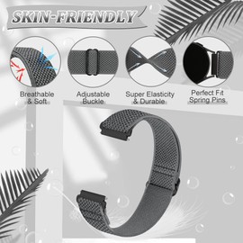 Vodtian Elastic Watch Straps 16 mm 18 mm Quick Release Nylon Loop Bracelet Adjustable Breathable Sports Replacement Strap for Men and Women