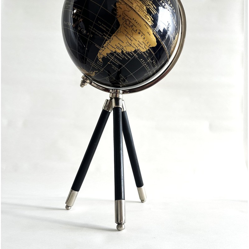 Decorative World Globe on Tripod Stand – 17" Black and