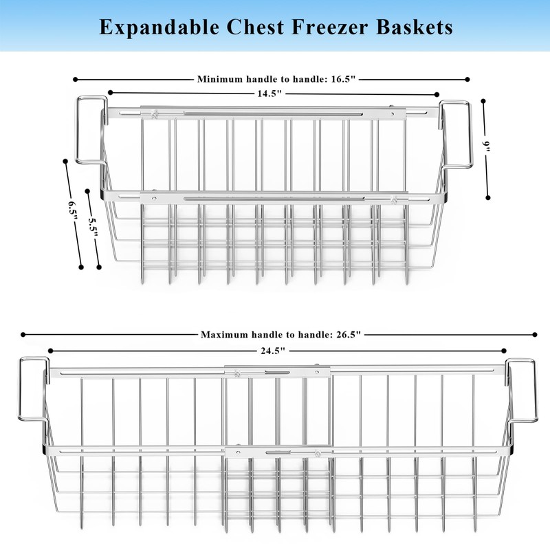 Orgneas Freezer Baskets for Chest Freezer, Capacity Expandable Deep Freezer