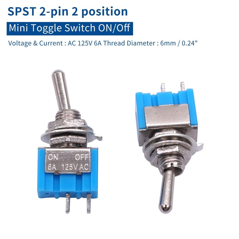 Taiss 10PCS SPST Mini Toggle Switch 2 Pin 2 Position