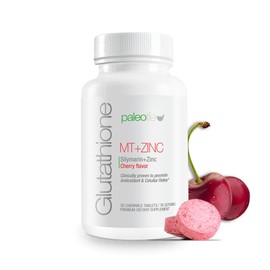 PaleoLife Premium Glutathione + Milk Thistle + Zinc - 30 Chewable Tablets, Cherry Flavor (1-Pack)