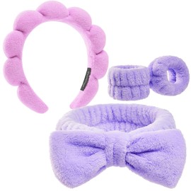 Ztomine Headbands for Women - Spa Headband and Wristband Set - Headband for Washing Face,Facial Mask,Makeup and Skin Care