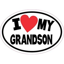 StickerTalk Oval I Love My Grandson Vinyl Sticker, 5 inches by 3.5 inches