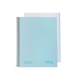 Navigator | Notebook A4 + 1 Line | Extra Hard Cover | Pastel Blue | 1 Border Colour | 80 g Paper | 80 Sheets Micro-Perforated 4 Holes | Spiral Closure Coil Lock | Premium Quality Paper