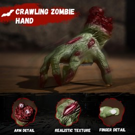 Halloween Animatronics Crawling Zombie Hand - Sound Activated with Creepy Sound,Halloween Scary Fake Hand Props, Haunted House Holiday Party Horror Severed Hand Decor for Indoor/Outdoor, Yard Lawn