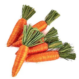 Factory Direct Craft Pack of 12 Orange Dyed Natural Sisal Fiber Artificial Carrots Decor for Easter Spring Decorations or Kitchen Vegetable Displays (4-3/4" Long)