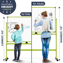 Rolling Whiteboard, 48x32 Inches Mobile Whiteboard on Wheels, Magnetic Dry Erase Board with Stand, Standing White Board for Office, School, Home, Large Double Sided White Board with Paper Pad