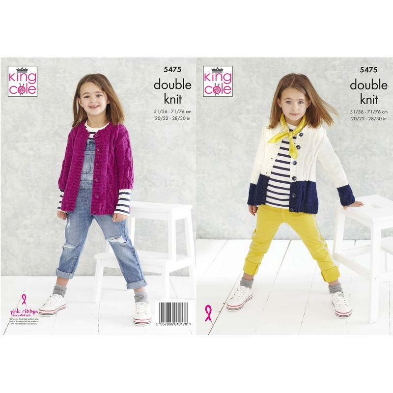 King Cole 5475 Knitting Pattern Childrens Cardigans in Subtle Drifter