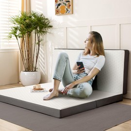 Tri-Fold Memory Foam Mattress, 4 Inch Folding Mattress Single with Washable Cover, Storage Bag & Non-Slip Bottom, Trifold Mattress for Yoga, Travel, RV, Camping, Guest Room, 75"×25"×4", White