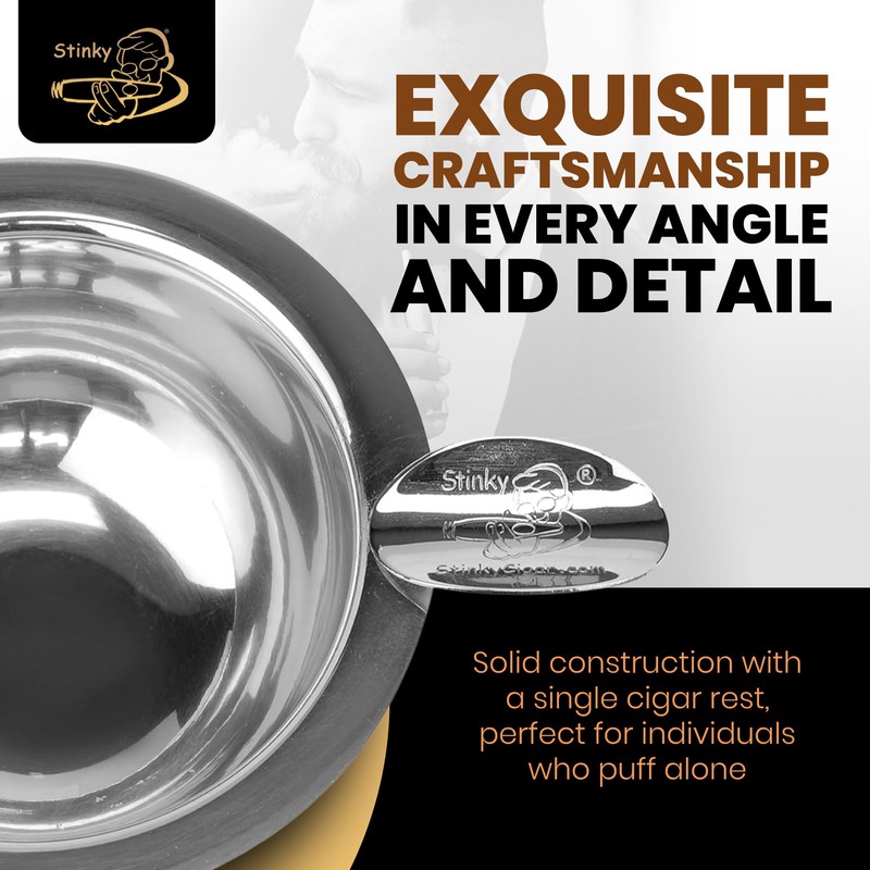 Stinky Cigar Personal Size Ashtray, Stainless Steel - Compact, Durable