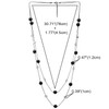 COOLSTEELANDBEYOND Black Statement Necklace Two-Strand Long Chains with Transparent Crystal