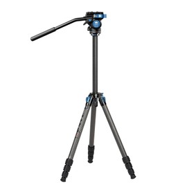 SIRUI ST-124+VA-5 Carbon Fiber Tripod with Fluid Video Head, Triangular Centre Column, Waterproof,4 Sections, 62.2inch, Load 6.61lbs