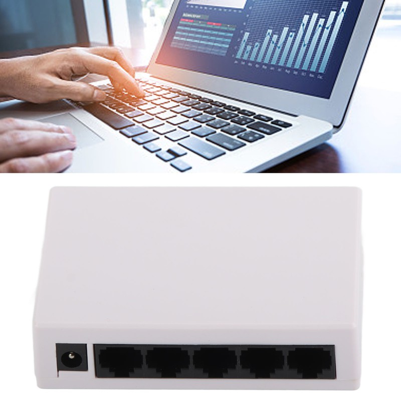5 Port 10/100Mbps Ethernet Switch Plug and Play Unmanaged Home