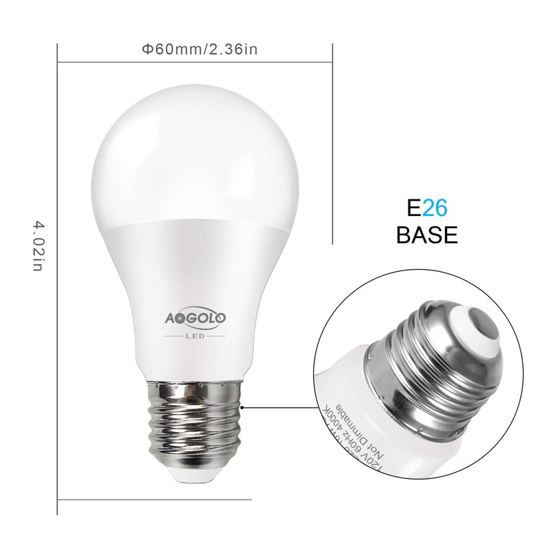 AOGOLO A19 5.5Watt, 4200K 6 Pcs 40 Watt Equivalent, LED
