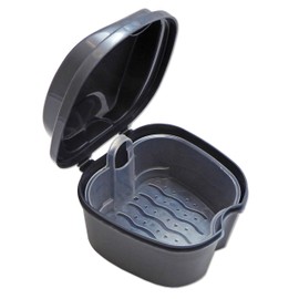 Grey Denture Bath - Storage Container for Soaking Dentures, Retainers & Other Dental Appliances