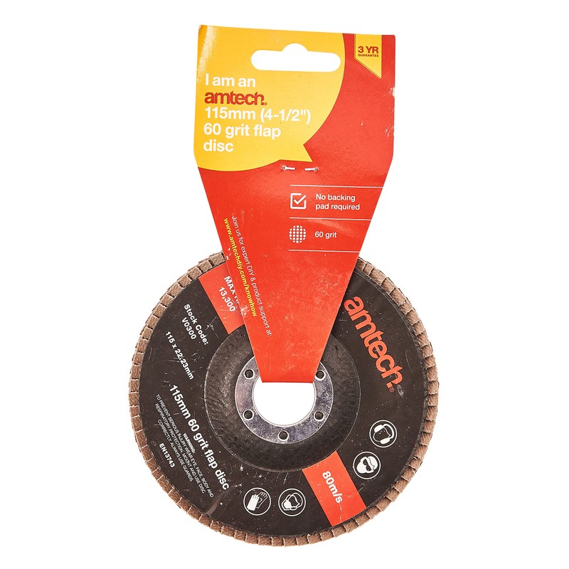 Amtech V0300 115mm 60 grit Flap disc