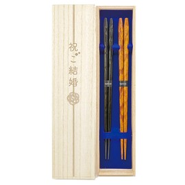 Married Couples Chopsticks, Handcarved Beautiful, Black, Woodgrain, Dishwasher Safe, Design, Paulownia Box and Wrapping Included, Wedding Gift, Marriage, Married Couple, Newlyweds, Bride, Enrollment,