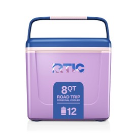 RTIC 8 QT Road Trip Personal Cooler, Small, Compact, Insulated, Portable Ice Chest Box for Food, Drink, Beverage, Beach, Camping, Picnic, Fishing, Boat, 12-Can Capacity, Snowy Peak