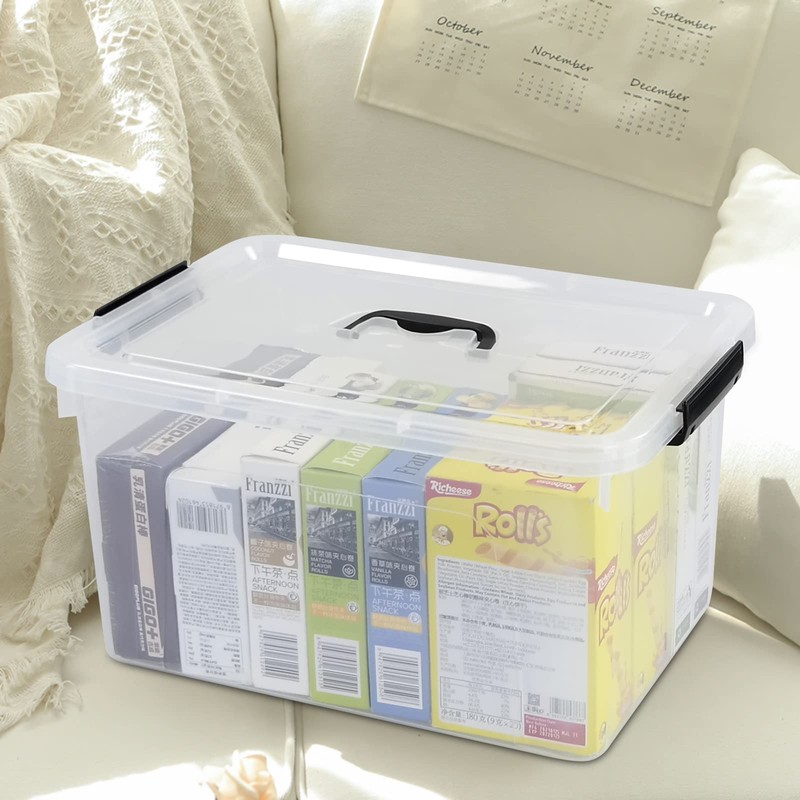 Zopnny 4-Pack 18 L Plastic Storage Box Container, Clear Latch
