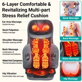 yayewanglae Shiatsu Neck & Back Massager with Heat. Massage Chair Pad.Office Chair Deep Kneading Massager with Multiple Rotating Shiatsu Nodes for Soothing Back & Neck Relief