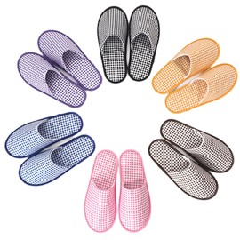 Maeline Maeline Bulk 48 Pair Disposable Home Slippers for Family Spa Guests Hotels Office - Plaid Slippers Home Party, Housewarming, Linen, Closed Toe