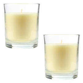 2 Stück Duftkerzen Vanille im Glas 8.5x7cm, Beige Duftkerzen Pflanzliches Wachs, 28 Stunden Verbrennung