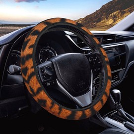 FeHuew Tiger Skin Print Steering Wheel Cover for Women, Girls 15 inch Universal Auto Car Anti Slip Wrap Steering Wheel Covers Fit for Vehicles, Truck,SUV