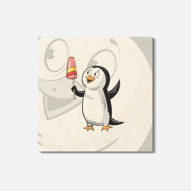 Unbranded Penguin With Ice Cream Animal 4'' X 4'' Square Wooden Coaster