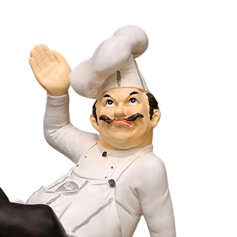 NCONCO Chef Figurine with Waving Hand Happy Chef Resin Figurine