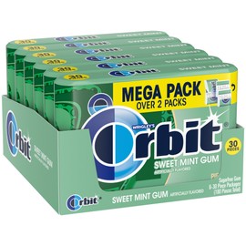 ORBIT Sweet Mint Gum Sugar Free Chewing Gum, 30 Ct Mega Packs (Pack of 6)
