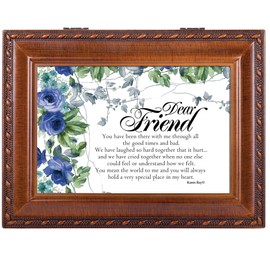 Cottage Garden Dear Friend Special Place in Heart Woodgrain Keepsake Music Box Plays That's What Friends are for
