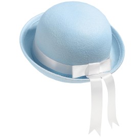 YeeHeen Fedora Cloche Hat Bucket Hats Ribbon Bow Bowler Hat for Girls Blue + White Ribbon