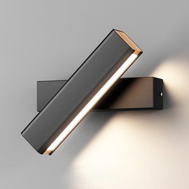 Lampara de Pared Led Moderna Giratorio - Apliques de LED Giratorios 350°, Lámpara de Pared para Recamara, Luz Cálida, para Lectura, Gabinete y Hogar (Negro)