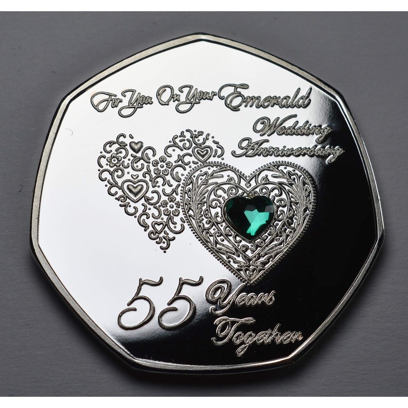 The Commemorative Coin Company 55TH Emerald Wedding Anniversary Silver Commemorative