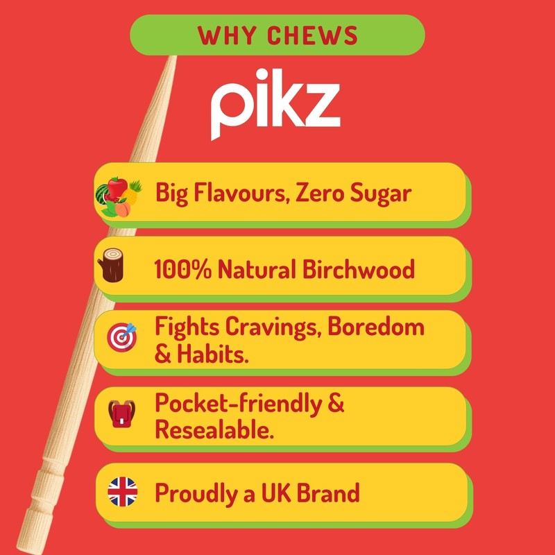 pikz Flavoured Toothpicks – Bold Natural Flavours, Resealable Packs –