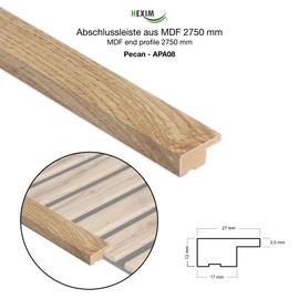 HEXIM End Strip 275 x 2.7 cm Suitable for Our Acoustic Panels - Flexible Slat Wall Wood MDF Wall Panels Slat Cladding Wall Cladding (1 End Strip Pecan - APA08)