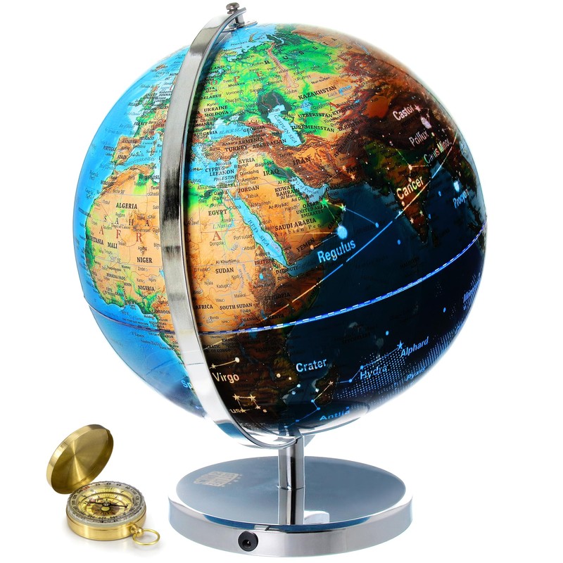World Globe with Illuminated Constellations – 13” Light Up Globe