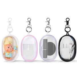 FUNAUPGO 4 Pack Empty Hand Sanitizer Spray Clear Bags compatible with touchland case 1FL OZ/30ml，Mini Makeup Pouch Hand Sanitizer Holder Keychain Bag Figures Display Bags with Hook，B
