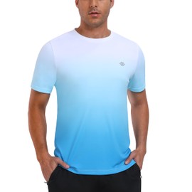 MoFiz UV Shirt Men's Water Swimming Shirt Swimming T-Shirt for Surfing Quick Drying Rash Guard Hiking Functional Shirt, Gradient colour: blue, 4XL