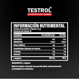 Arginina Essential 1200 mg, un precursor natural que potencia la circulación y amplía los vasos gracias al óxido nítrico. Testrol L-Arginina Essential