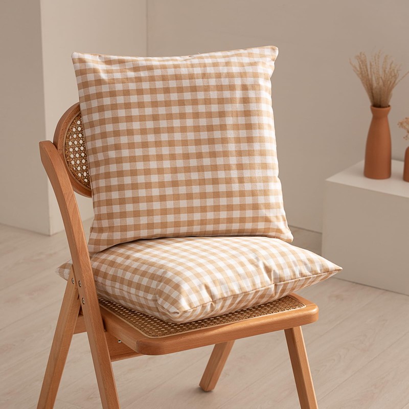 GAMUSI Set of 2 Checked Gingham Cushion Covers 45 x