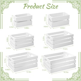 Set of 6 Decorative Wood Crates Nesting Crates Storage Container, 6 Size Farmhouse Decorative Wooden Storage Boxes, Rustic Wooden Crates for Storage, Display, Christmas Decorations