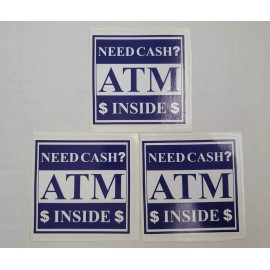 Unbranded Three ATM Inside Vinyl Stickers  Decal Teller Office Station Gas Pump Label Fuel