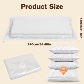 Graplan 240 x 130 cm Vacuum Bags for Mattresses, Waterproof Vacuum Bag Mattress, Large Reusable Vacuum Bags for Duvets, Clothes, Vacuum Storage Bag for Moving