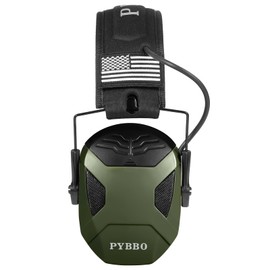 PYBBO NRR 23dB Shooting Earmuff with Gel Ear Pads, Slim Active Noise Reduction & Sound Amplification for Gun Range, Hunting - Green