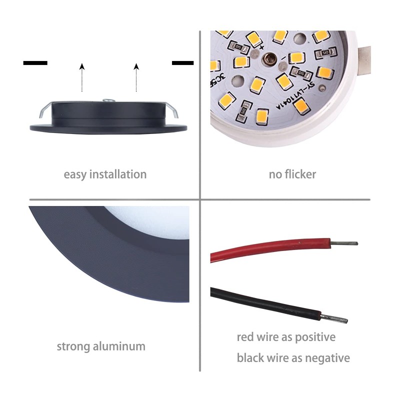 Hoysum 12v Under Cabinet Lights for RV Boat Ceiling Black