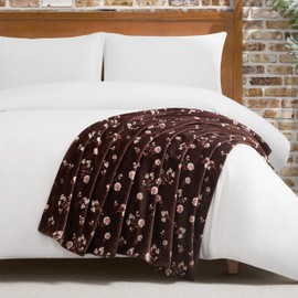 Lucky Brand Daisy Brown Floral 50"X70" Cozy Plush Blanket - Premium Microfiber Throw for Luxurious Comfort and Style